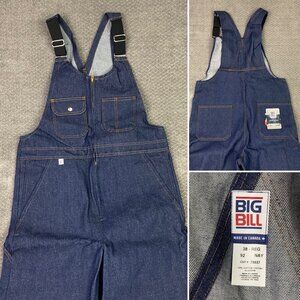 Big Bill Denim Bib Overalls Men's 38 Reg Blue Cotton Made in Canada Workwear